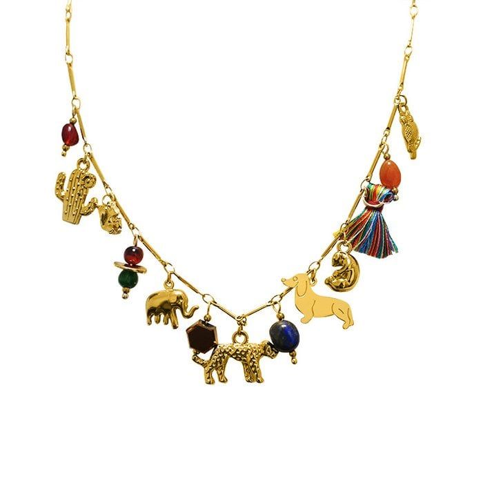 Collier Amorino chaîne de charmes animaux multicolore