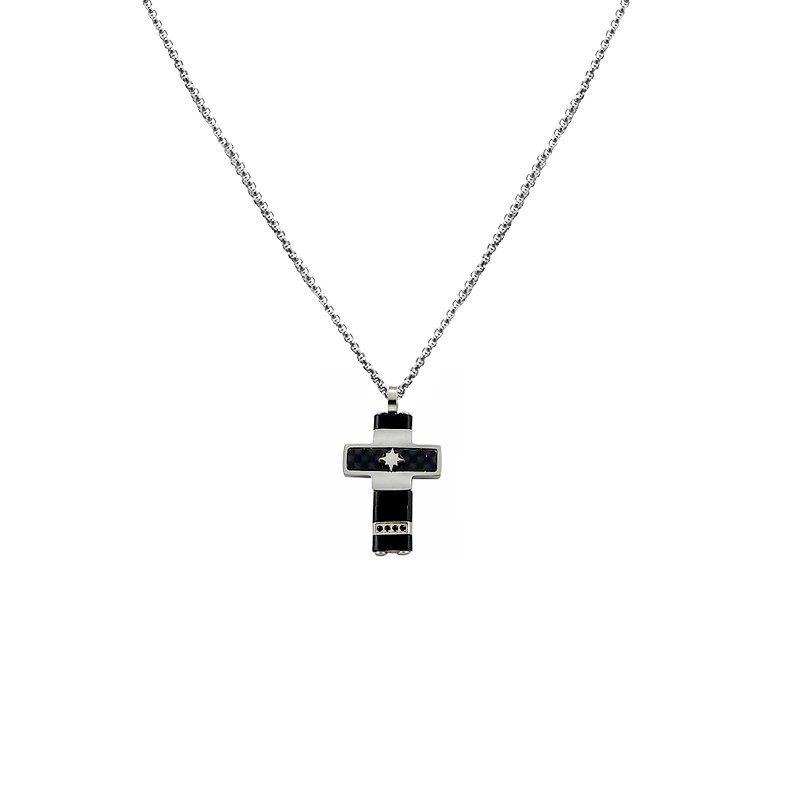 Collier Amorino croix avec du zircon noir