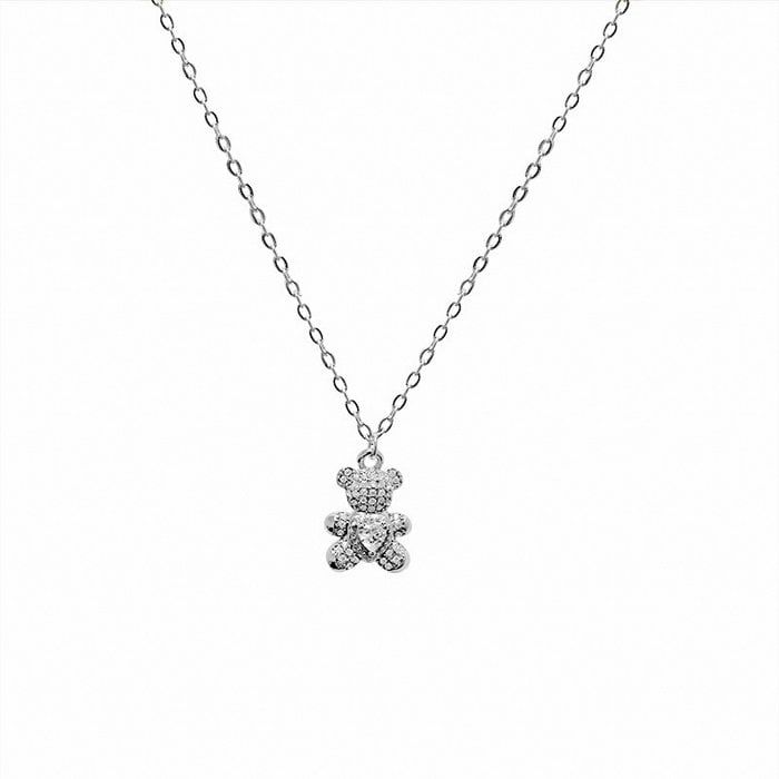 Collier pendentif Amorino peluche zircon Argent