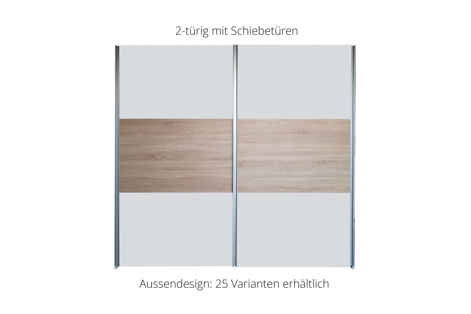 Sliding door wardrobe | 2-door | 9 shelves | 2 clothes rails