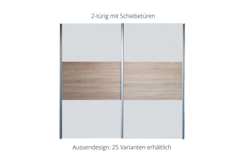 Sliding door wardrobe | 2-door | 9 shelves | 2 clothes rails