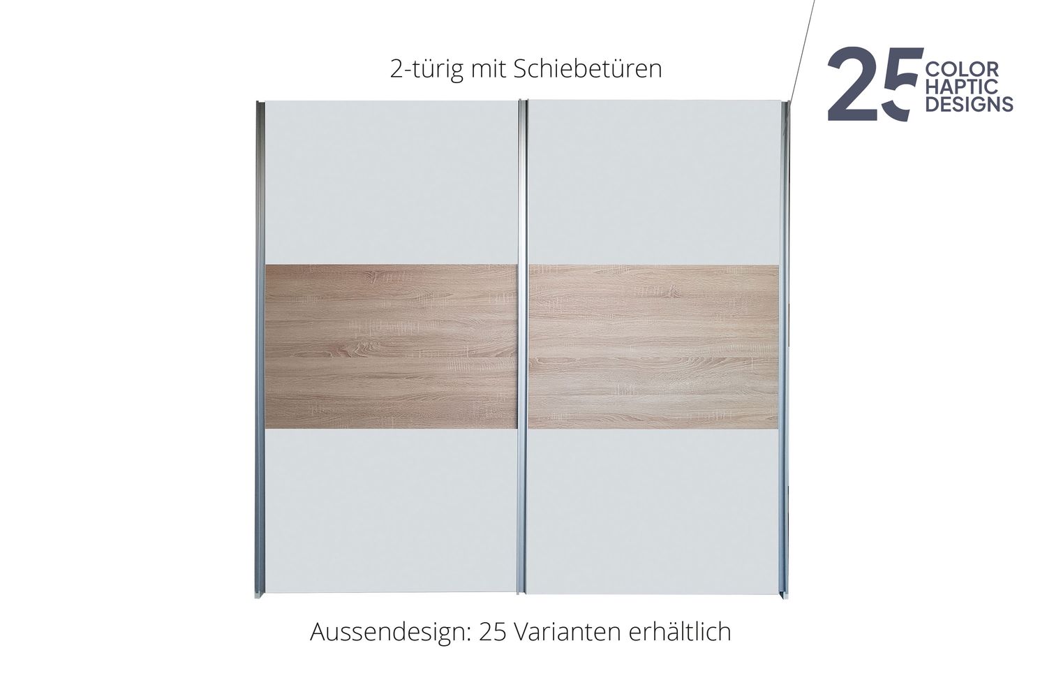 Sliding door wardrobe | 2-door | 9 shelves | 2 clothes rails | available in 25 finishes