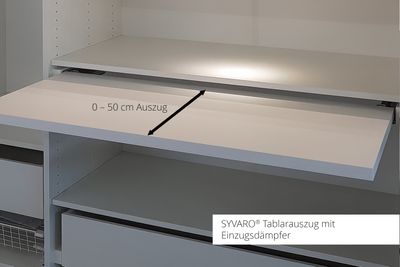 Shelf pull-out with soft-close damper | for SYVARO® wardrobe