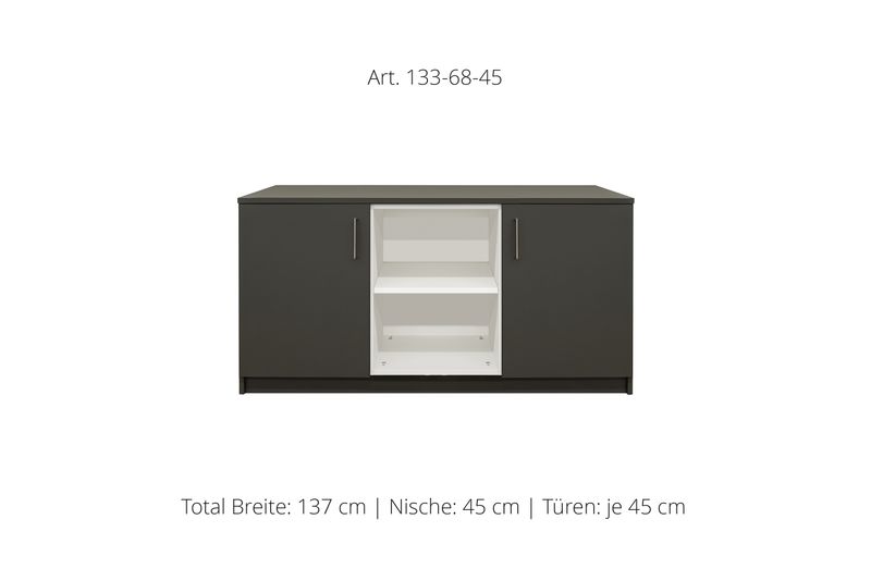 Sideboard 2-door | and open center niche | height 68 cm  | available in 3 widths