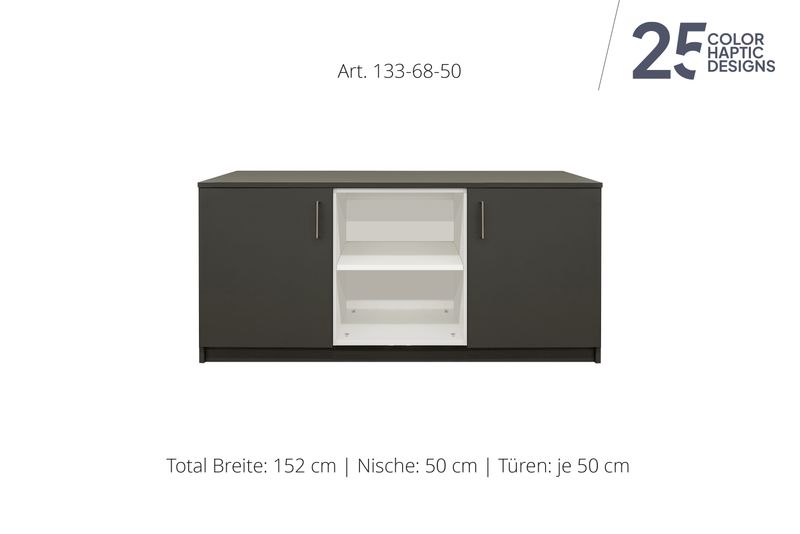 Sideboard 2-door | and open center niche | height 68 cm  | available in 3 widths | available in 25 finishes