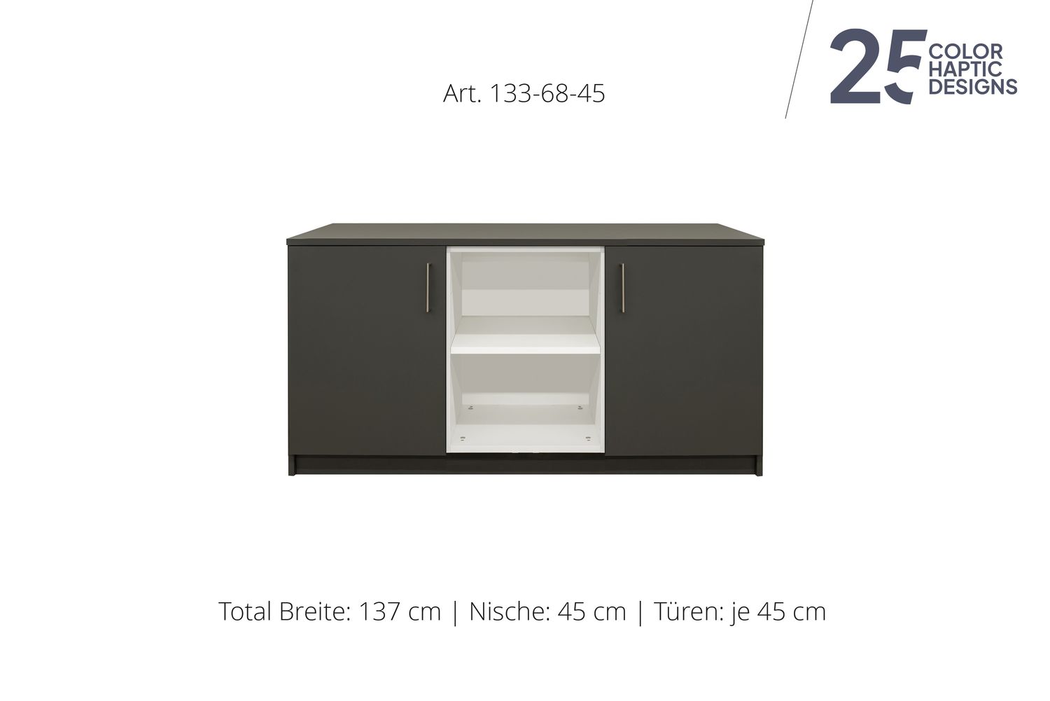 Sideboard 2 portes | et niche centrale ouverte | hauteur 68 cm  | disponible en 3 largeurs | disponible en 25 finitions