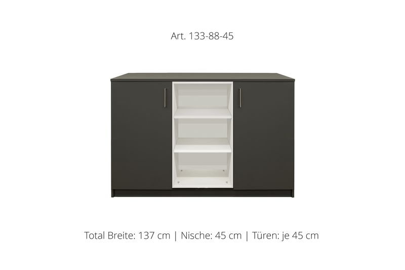 Sideboard 2-door | and open center niche | height 88 cm  | available in 3 widths