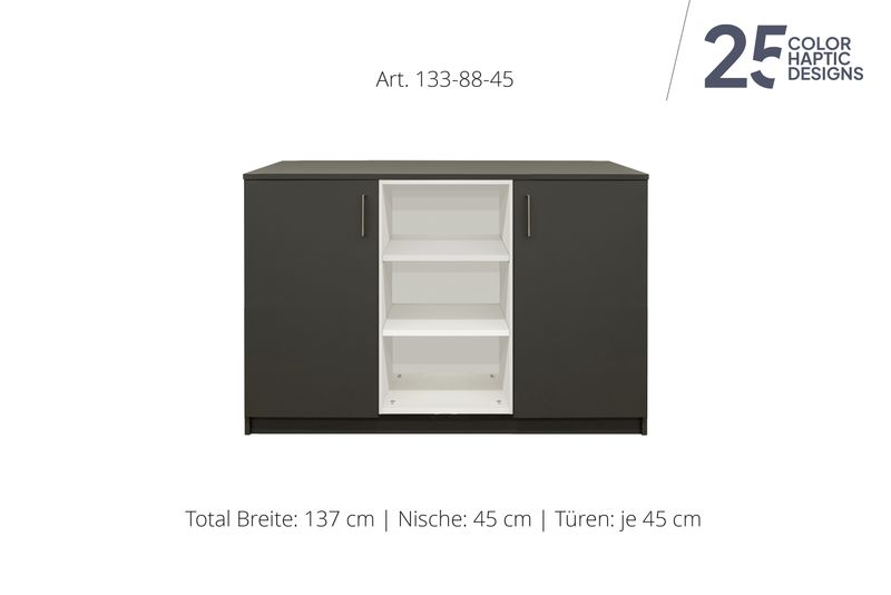 Sideboard 2-door | and open center niche | height 88 cm  | available in 3 widths | available in 25 finishes