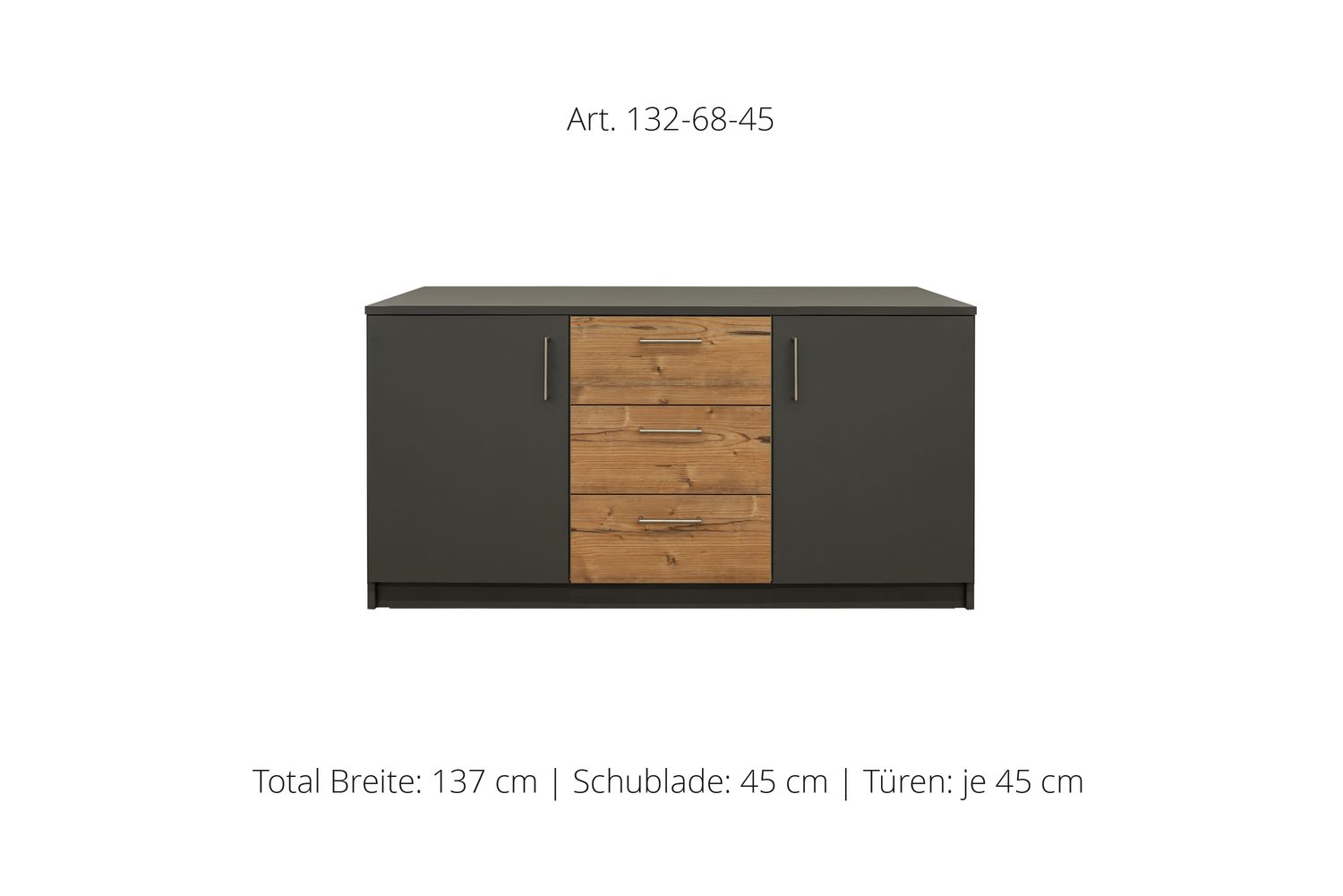 Sideboard 2-door | center unit with 3 drawers | height 68 cm  | available in 3 widths