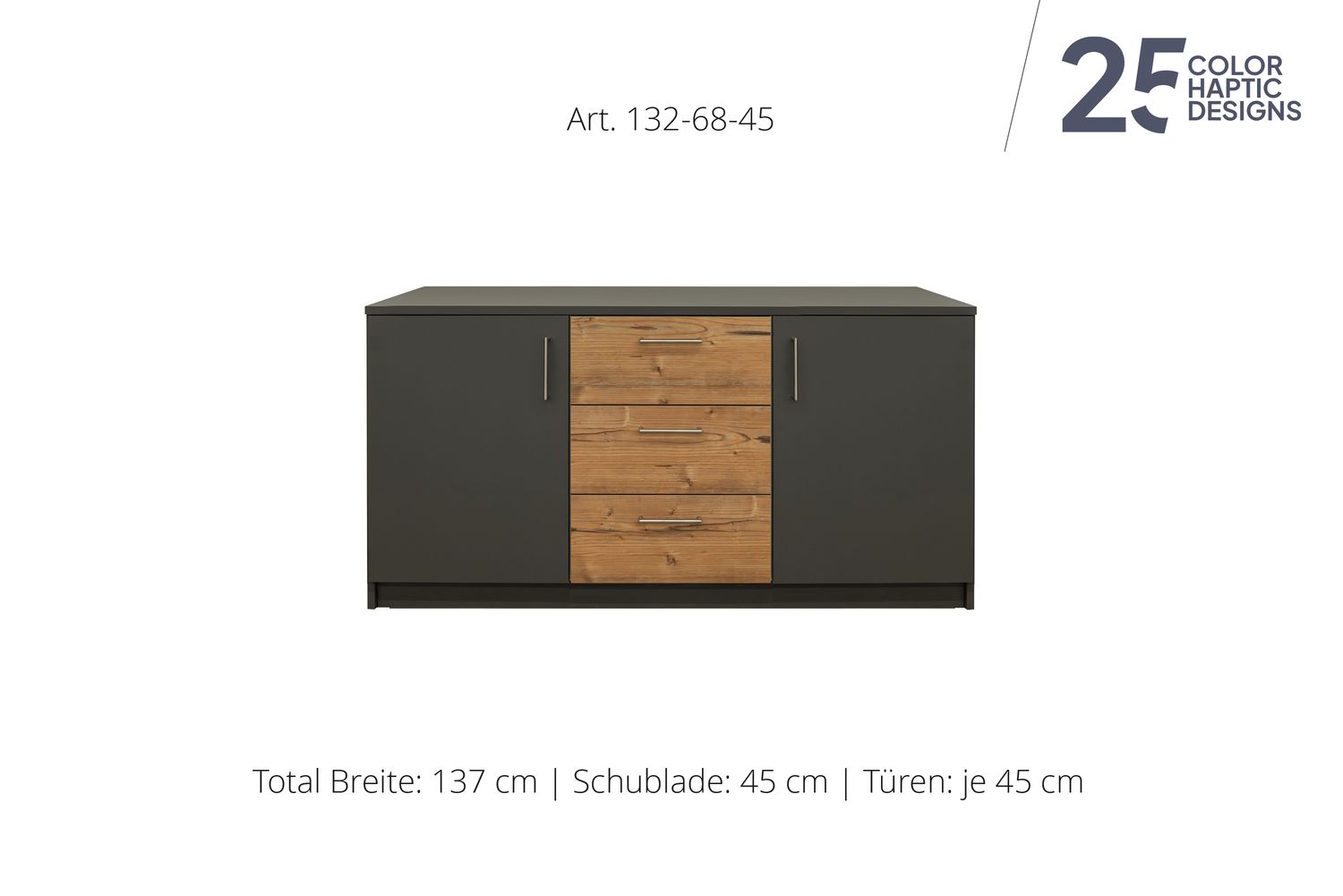 Sideboard 2 portes | et un élément central avec 3 tiroirs | hauteur 68 cm  | disponible en 3 largeurs | disponible en 25 finitions