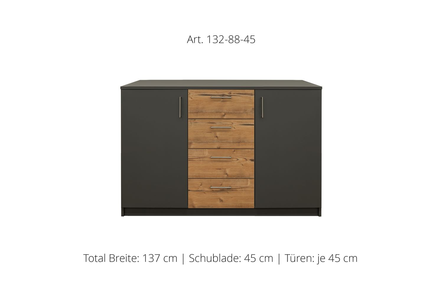 Sideboard 2-door | and center unit with 4 drawers | height 88 cm  | available in 3 widths