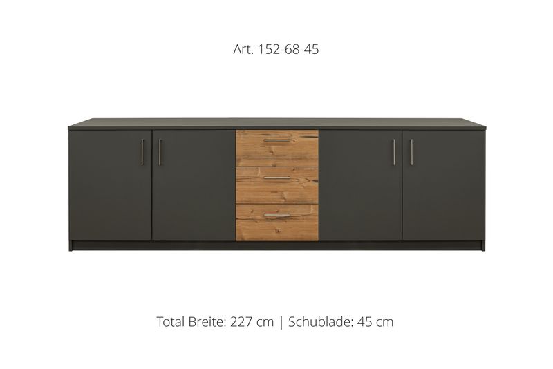 Sideboard 4-door | center unit with 3 drawers | height 68 cm  | available in 3 widths