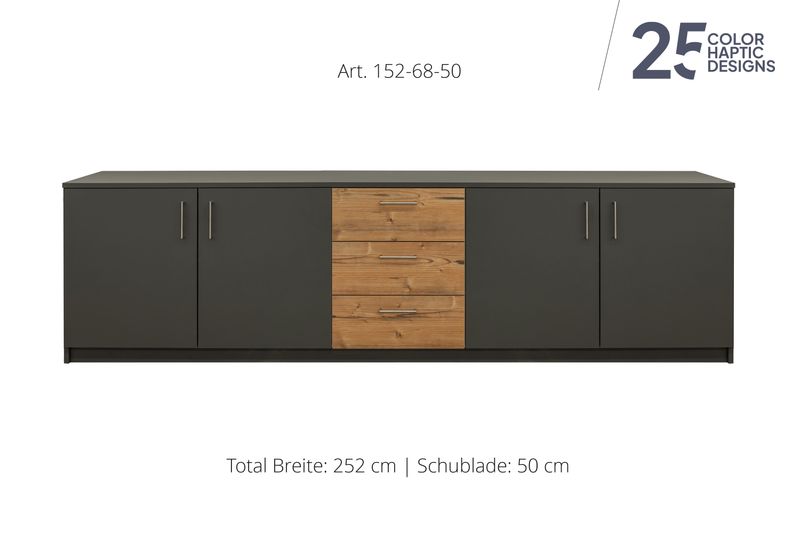 Sideboard 4-door | center unit with 3 drawers | height 68 cm  | available in 3 widths | available in 25 finishes