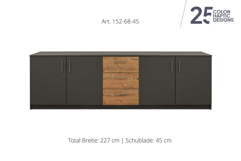 Sideboard 4-door | center unit with 3 drawers | height 68 cm  | available in 3 widths | available in 25 finishes