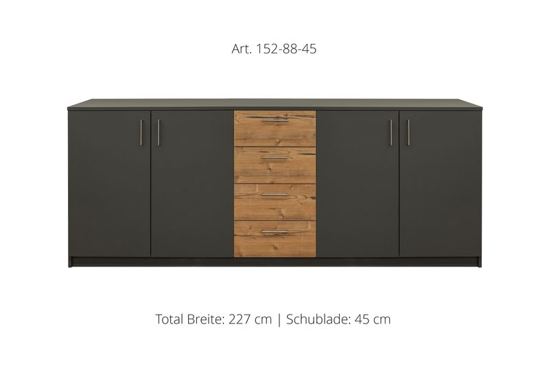 Sideboard 4-door | and center unit with 4 drawers| height 88 cm  | available in 3 widths