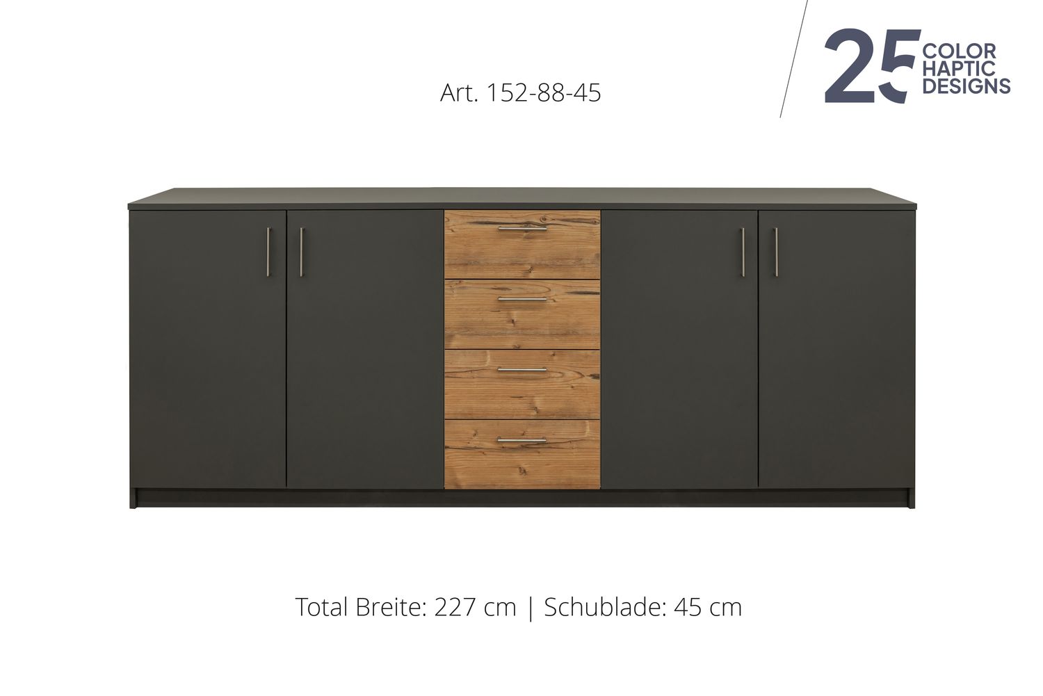 Sideboard 4-door | and center unit with 4 drawers| height 88 cm  | available in 3 widths | available in 25 finishes