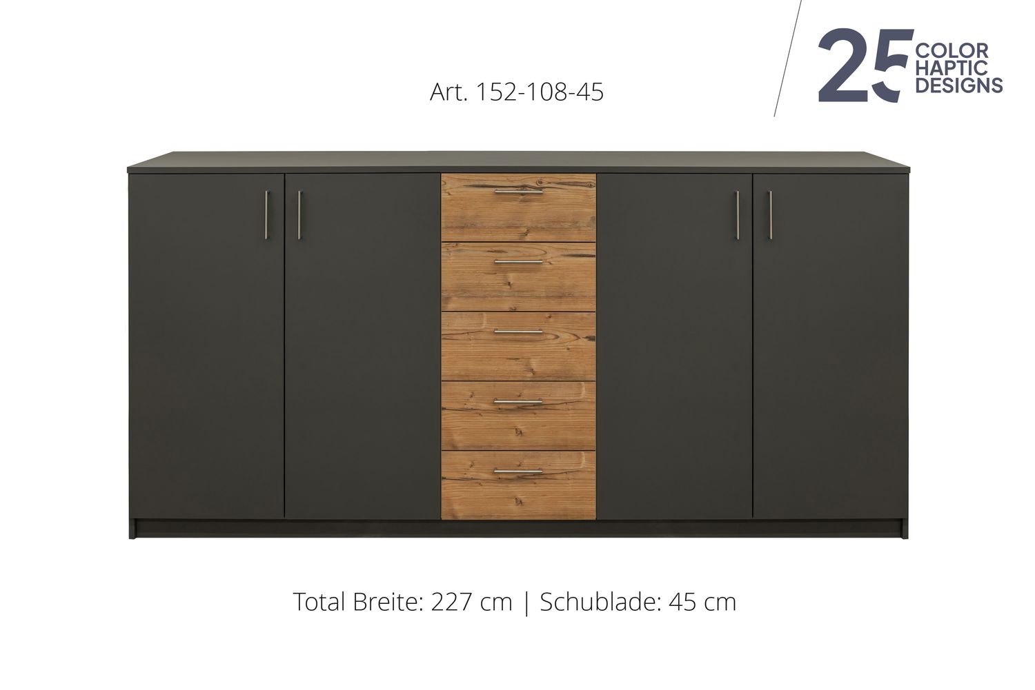 Sideboard 4 portes | et un élément central avec 5 tiroirs |  hauteur 108 cm  | disponible en 3 largeurs | disponible en 25 finitions