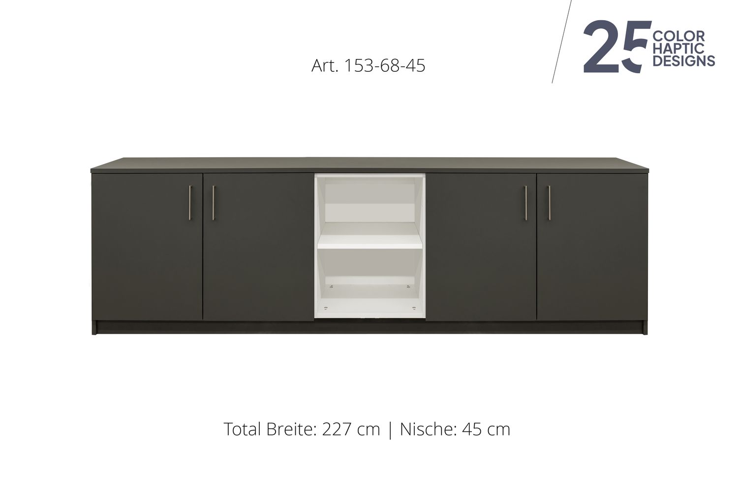Sideboard 4 ante | et nicchia centrale aperta | altezza 68 cm  | disponibile in 3 larghezze | disponibile in 25 finiture