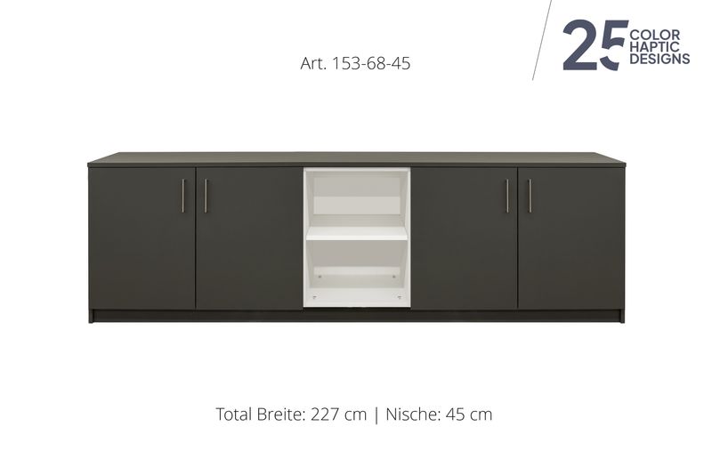 Sideboard 4-door | and open center niche | height 68 cm  | available in 3 widths | available in 25 finishes