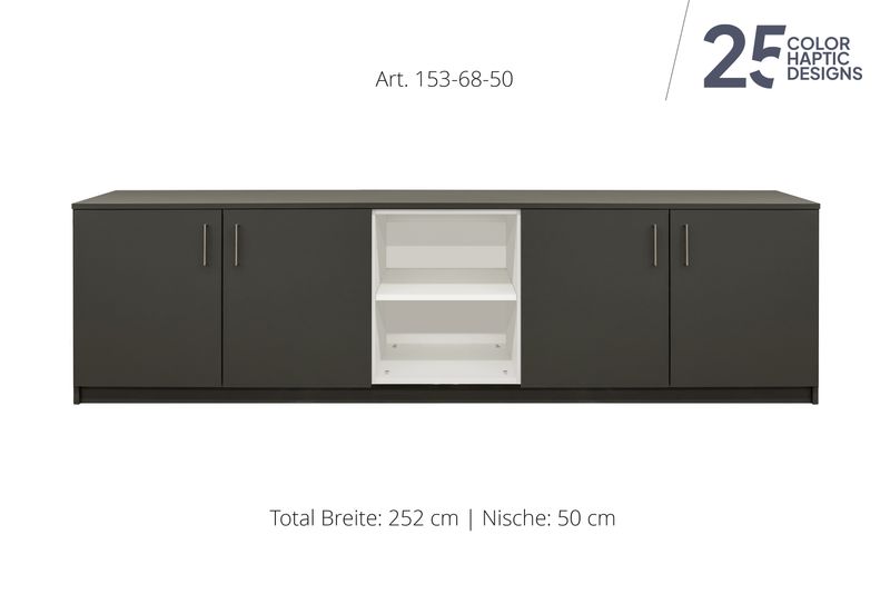 Sideboard 4-door | and open center niche | height 68 cm  | available in 3 widths | available in 25 finishes