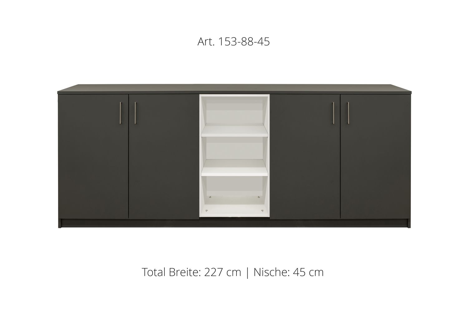 Sideboard 4-door,| and open center niche | height 88 cm  | available in 3 widths