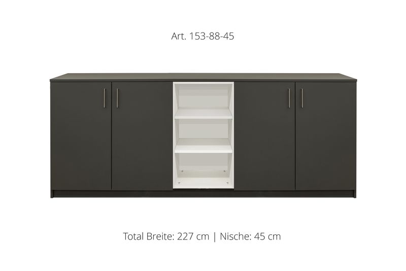 Sideboard 4-door,| and open center niche | height 88 cm  | available in 3 widths