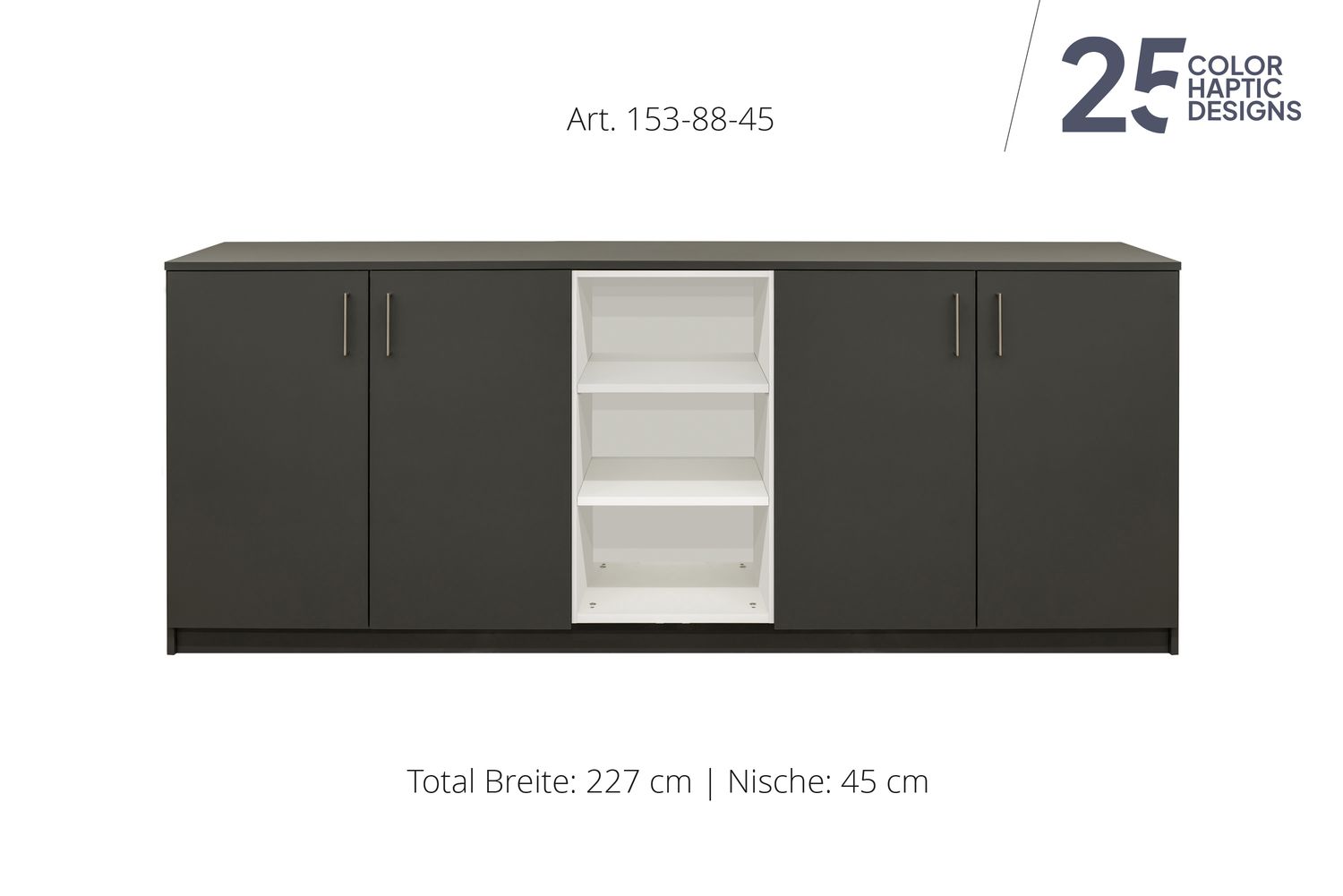 Sideboard 4 ante | et nicchia centrale aperta | altezza 88 cm  | disponibile in 3 larghezze | disponibile in 25 finiture