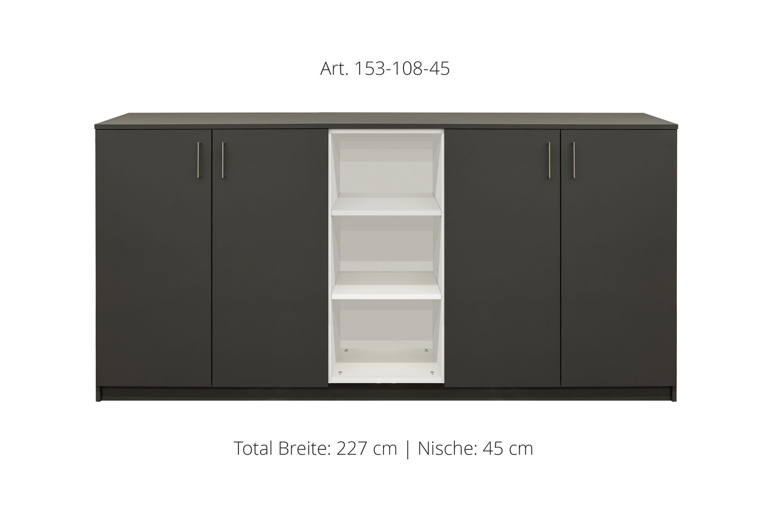Sideboard 4-door| and open center niche | height 108 cm  | available in 3 widths