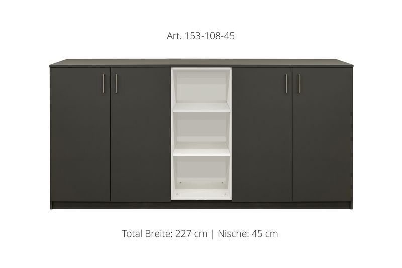 Sideboard 4-door| and open center niche | height 108 cm  | available in 3 widths