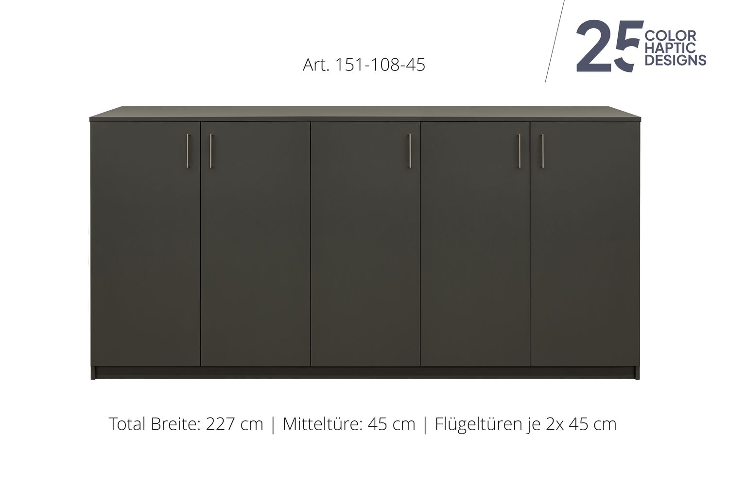 Sideboard 5 portes | hauteur de 108 cm  | disponible en 3 largeurs | disponible en 25 finitions