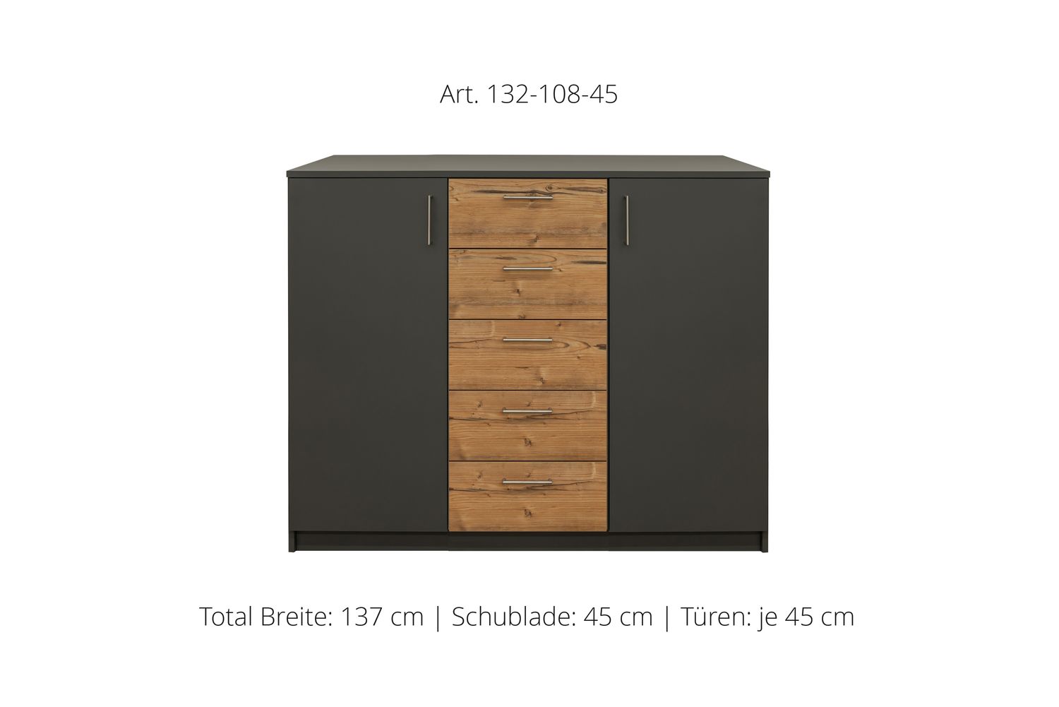 Sideboard 2 ante |  et elemento central con 5 cassetti | altezza 108 cm  | disponibile in 3 larghezze