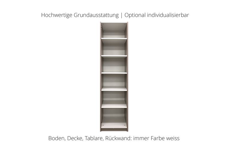 Wardrobe with hinged doors | 1 door | incl. 5 shelves | available in 25 finishes