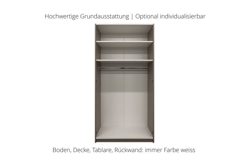 Wardrobe with hinged doors | 2 doors | 2 shelves | 1 clothes rail | available in 25 finishes