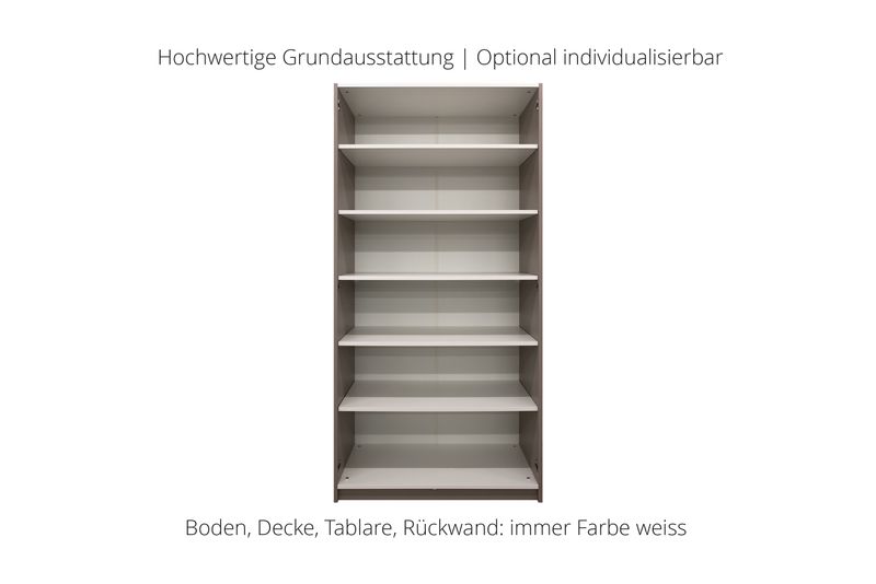 Wardrobe with hinged doors | 2 doors | 5 shelves | available in 25 finishes