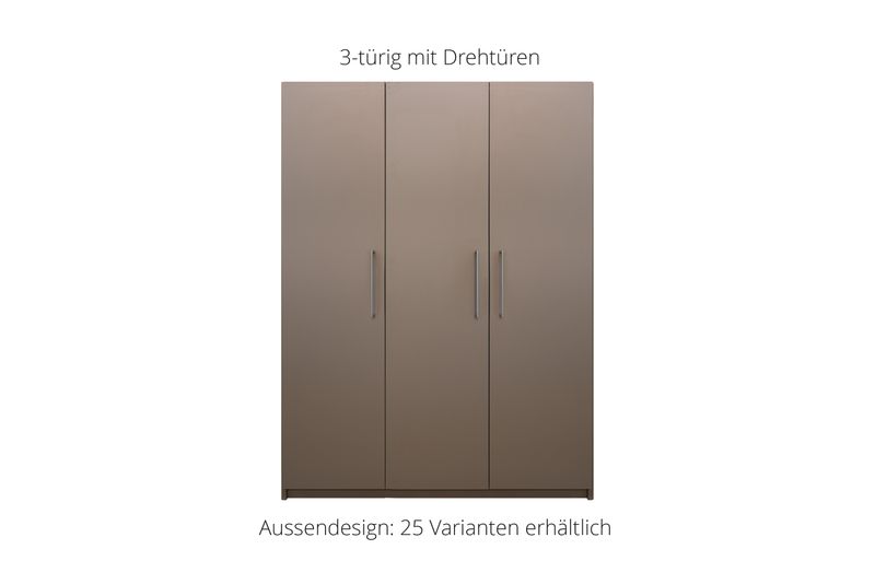 Wardrobe with hinged doors | 3 doors | 7 shelves | 1 clothes rail