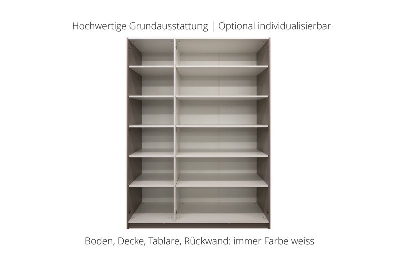 Wardrobe with hinged doors | 3 doors | 10 shelves | available in 25 finishes
