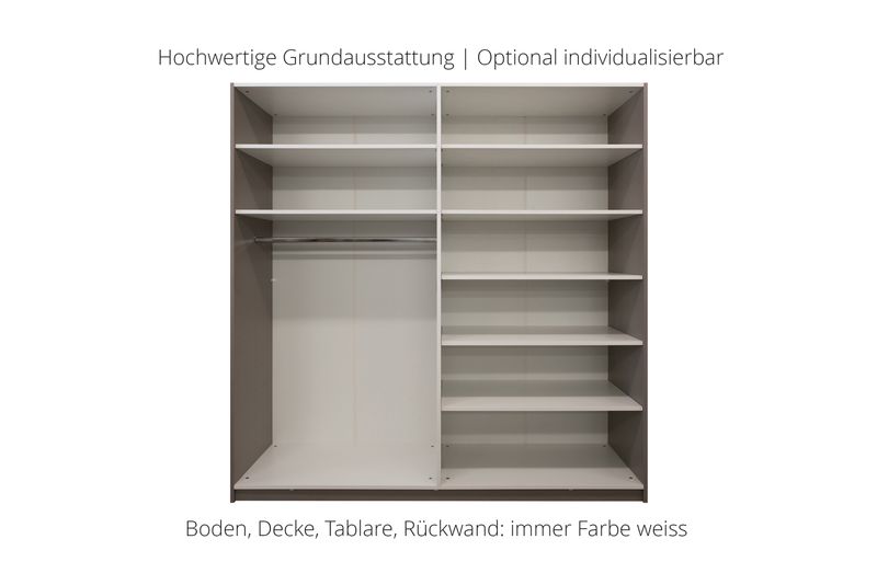 Sliding door wardrobe | 2-door | 7 shelves | 1 clothes rail | available in 25 finishes