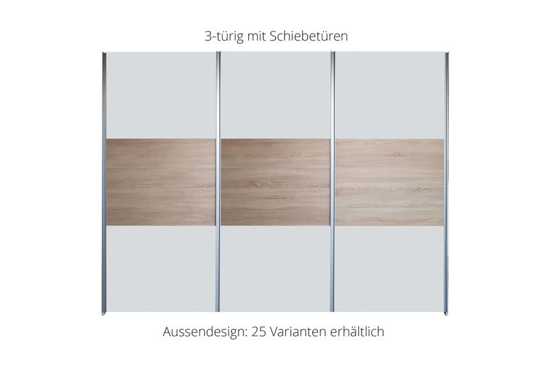 Sliding door wardrobe | 3-door | 16 shelves | 3 clothes rails