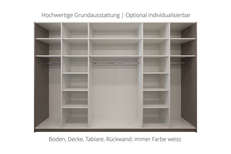 Sliding door wardrobe | 3-door | 16 shelves | 3 clothes rails | available in 25 finishes