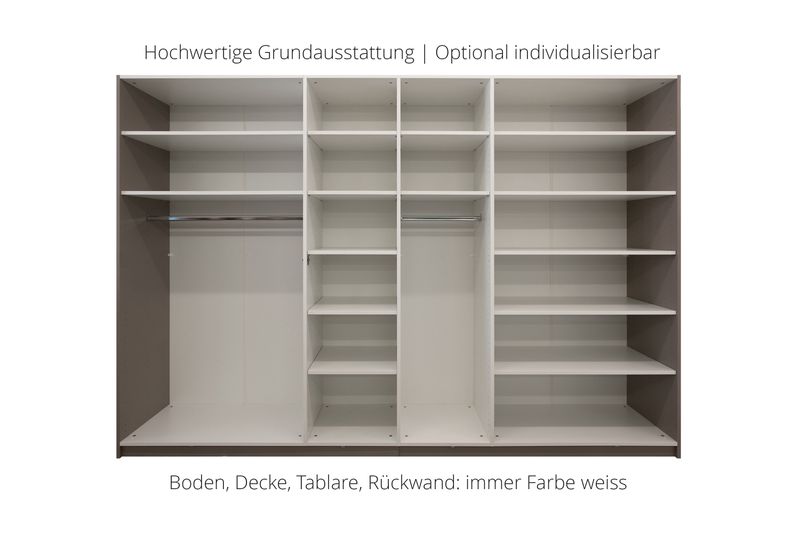 Sliding door wardrobe | 3-door | 14 shelves | 2 clothes rails | available in 25 finishes