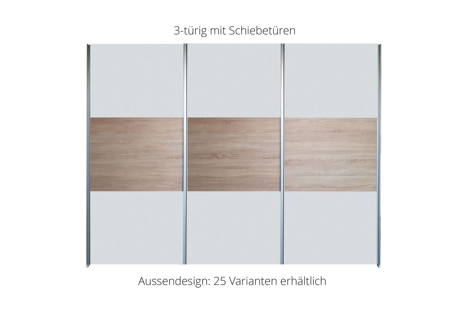 Sliding door wardrobe | 3-door | 9 shelves | 2 clothes rails