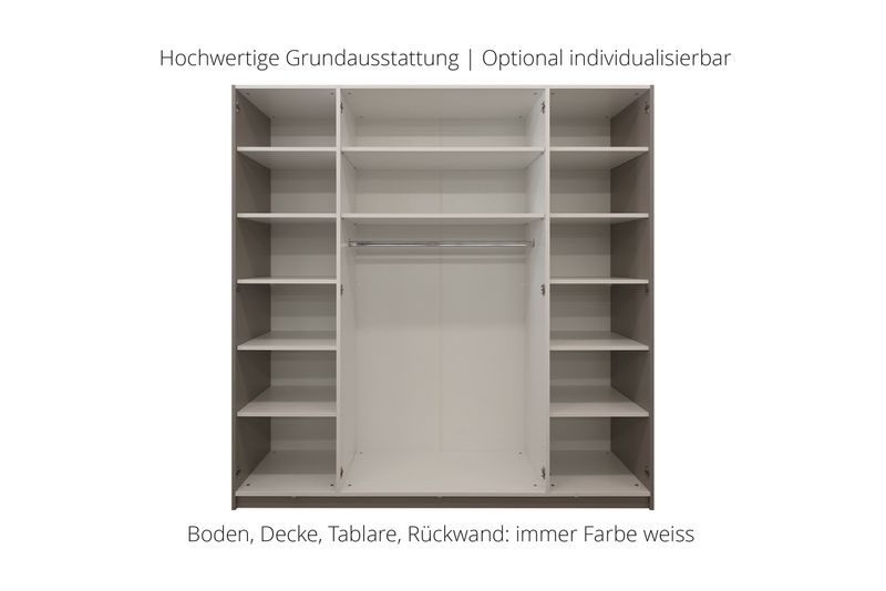Sliding door wardrobe | 2-door | 12 shelves | 1 clothes rail | available in 25 finishes
