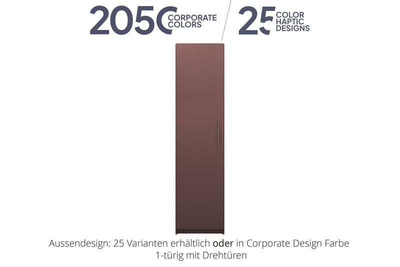 Office cabinet with hinged doors | 1-door | incl. 5 shelves | available in 25 designs or in 2,050 corporate design colours