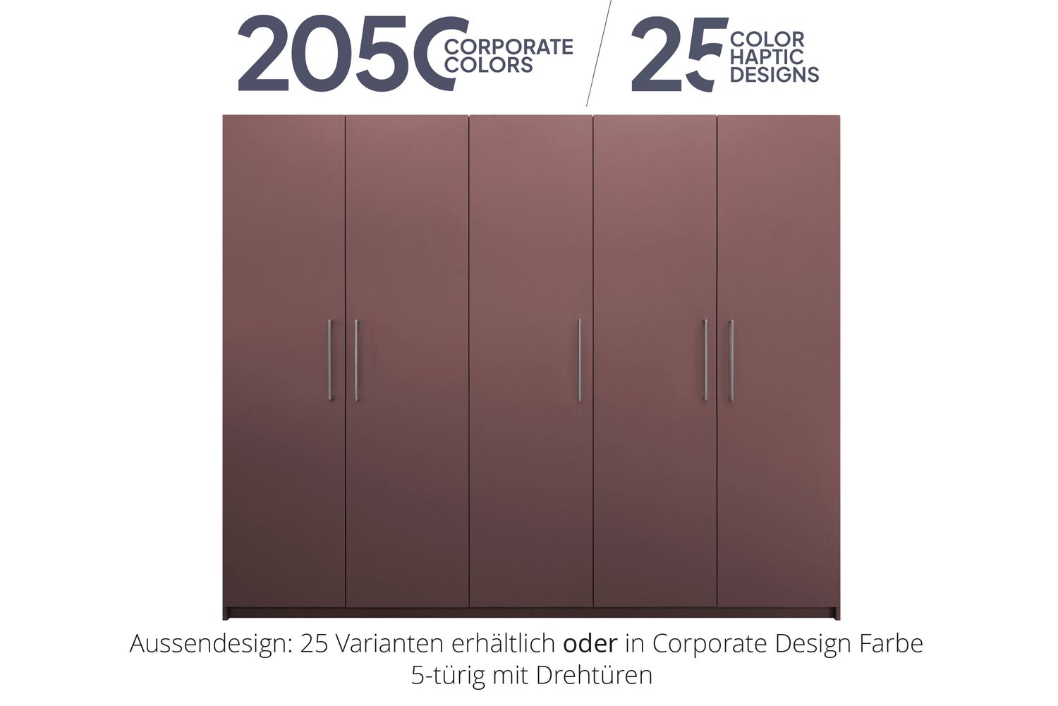 Office cabinet with hinged doors | 5-door | 15 shelves available in 25 designs or in 2,050 corporate design colours