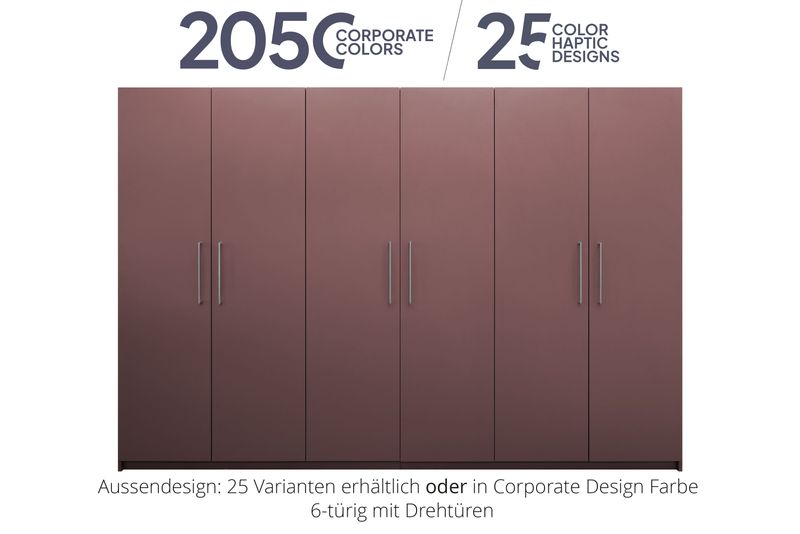 Office cabinet with hinged doors | 6-door | 15 shelves | available in 25 designs or in 2,050 corporate design colours