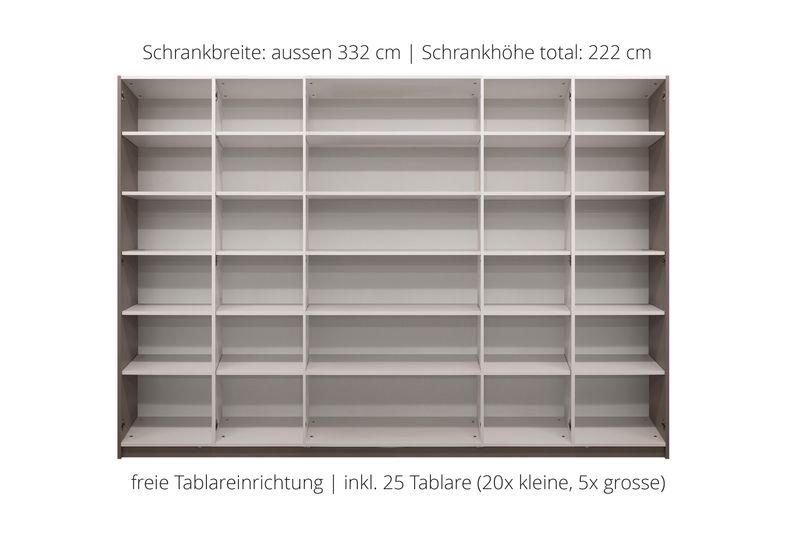 Office cabinet with hinged doors | 6-door | 25 shelves | available in 25 designs or in 2,050 corporate design colours