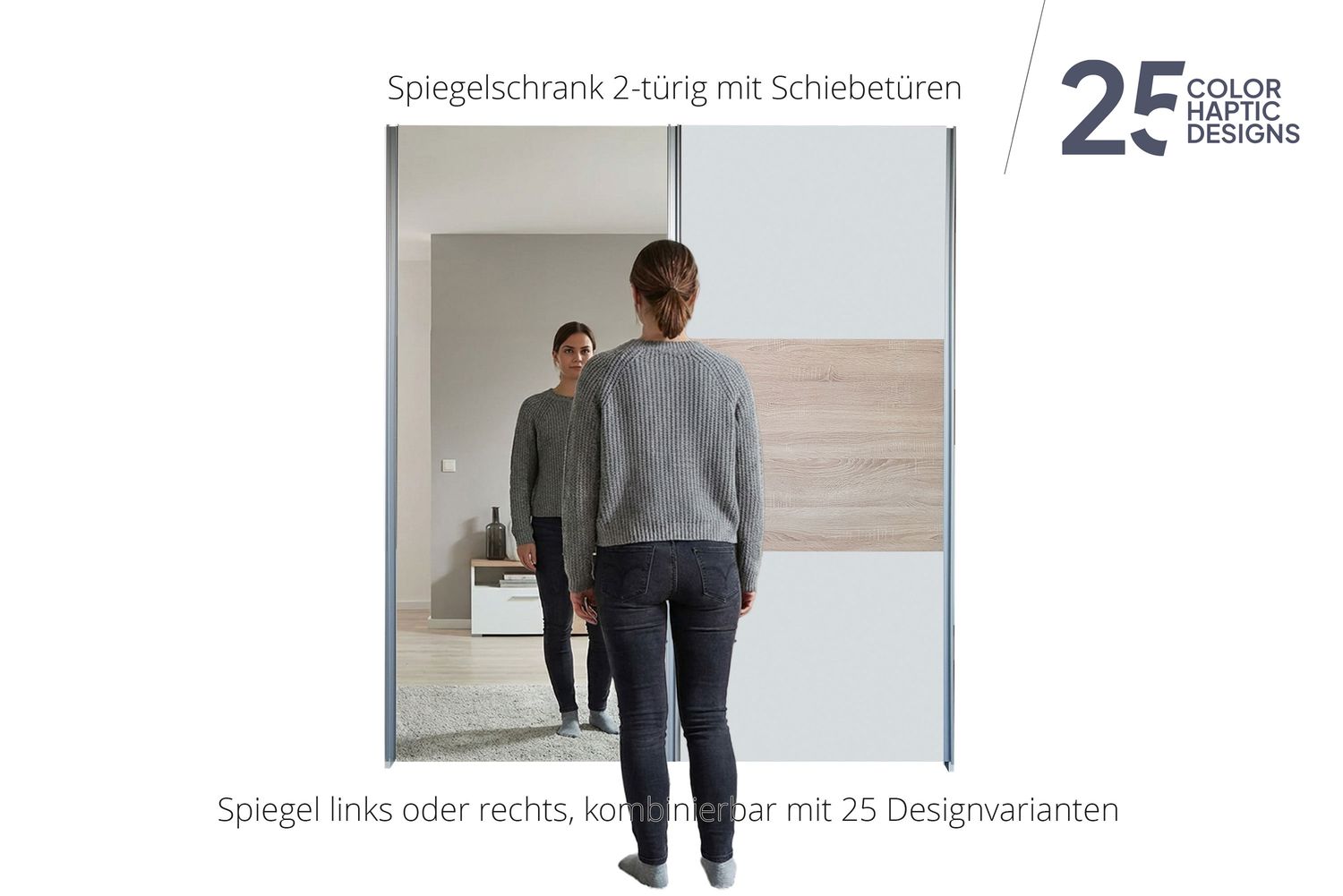 Armoire à portes coulissantes avec miroir | 2 portes | 12 tablettes | 1 penderie | disponible en 25 finitions