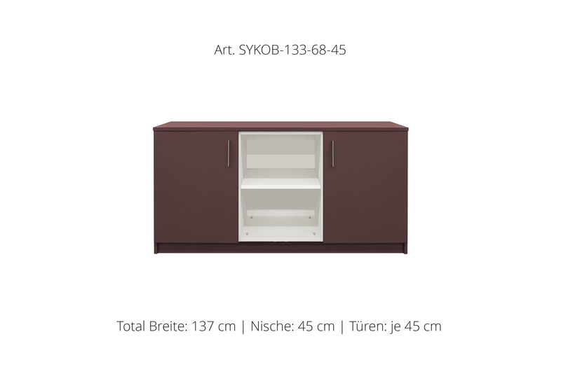 Office Sideboard 2-door | and open center niche | height 68 cm  | available in 3 widths