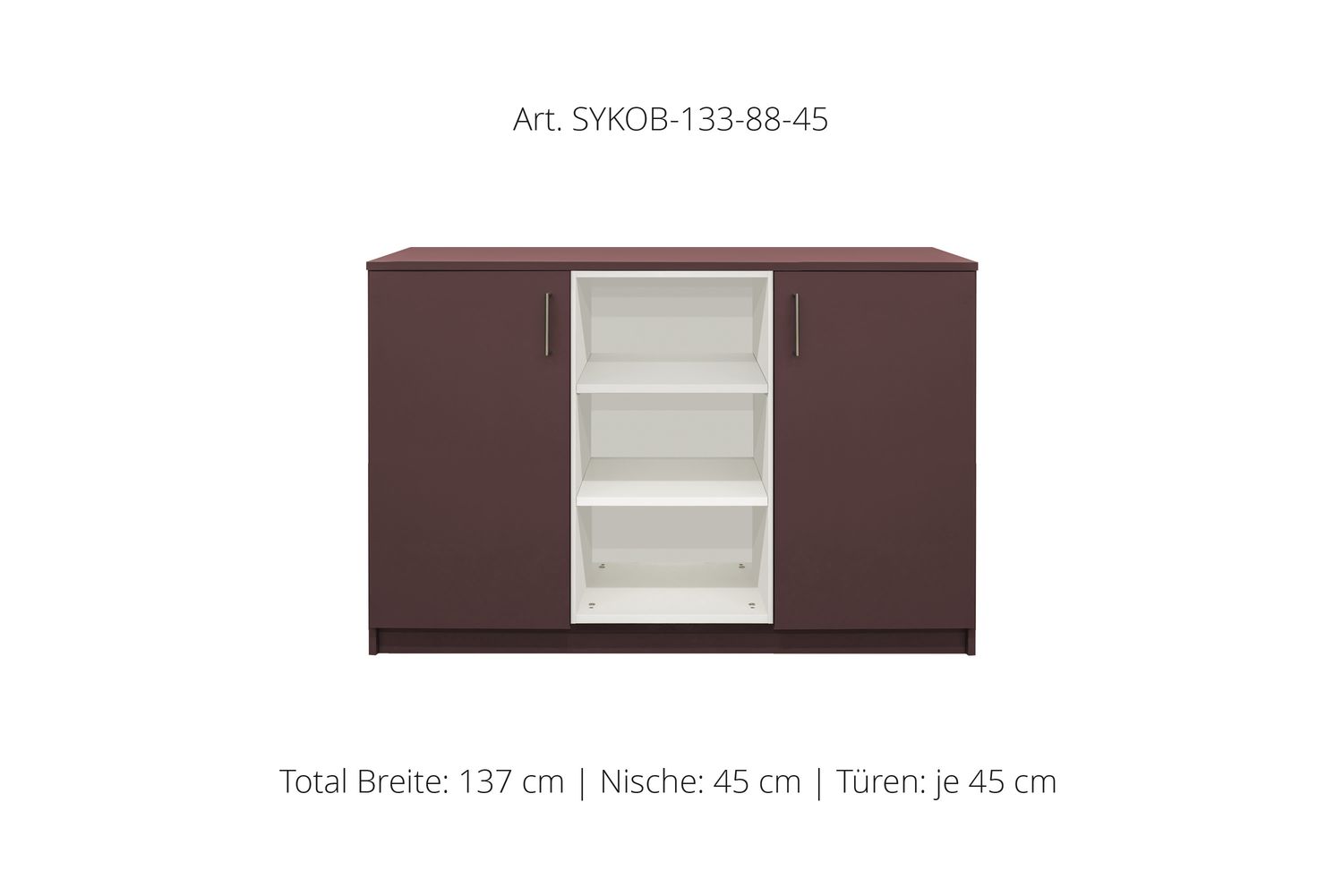 Office Sideboard 2-door | and open center niche | height 88 cm  | available in 3 widths