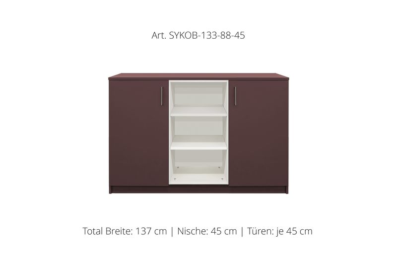 Office Sideboard 2-door | and open center niche | height 88 cm  | available in 3 widths